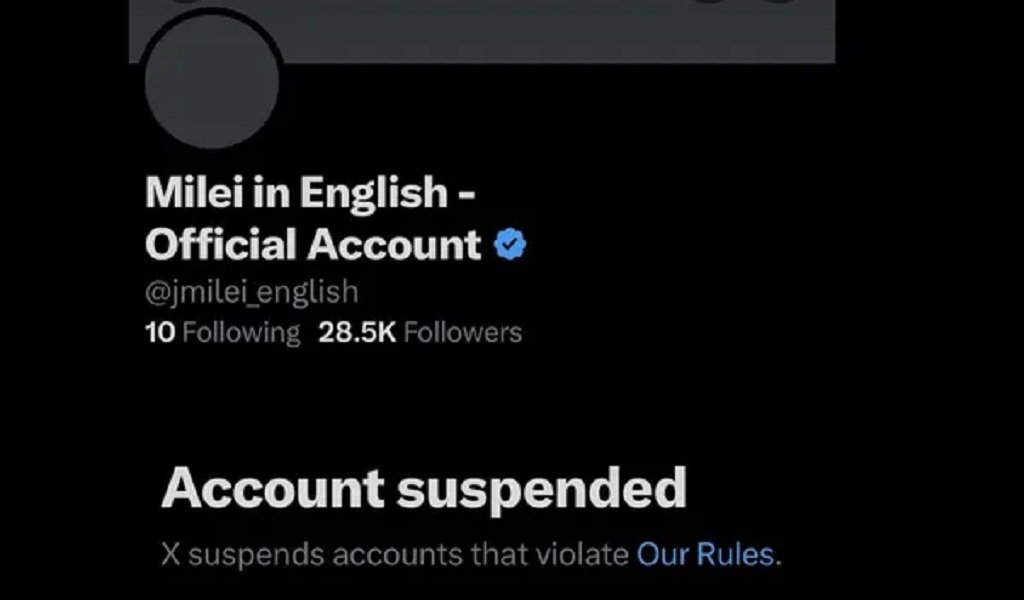 Suspendieron la cuenta de "X" a Milei