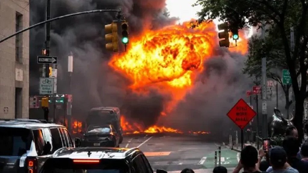 Auto se incendió y explotó en Manhattan