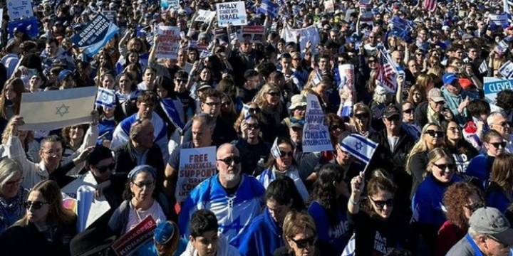Masiva manifestación en apoyo a Israel en Estados Unidos