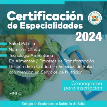 Certificación de Especialidades en Nutrición